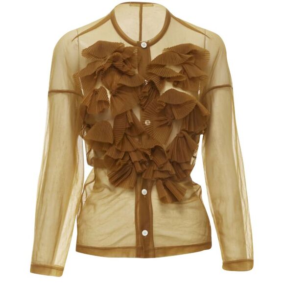 Comme Des Garcons sheer pleated ruffle button shirt